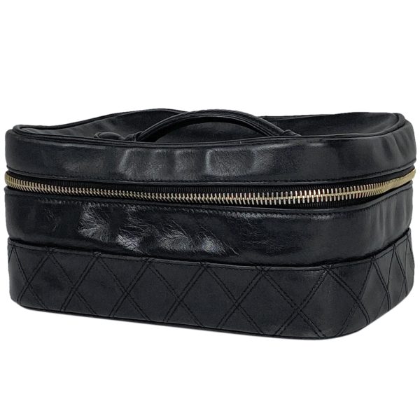 1000069799531 11 Chanel Cocomark Vanity Bag CC Bicolor Cosmetic Pouch Leather Black