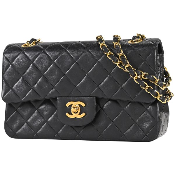 1000069837424 01 Chanel Matelasse W Flap Chain Shoulder Bag Coco Mark Leather Black