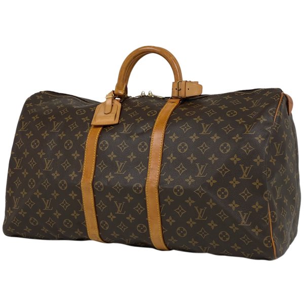 1000070038070 11 Louis Vuitton Keepall 55 Monogram Boston Bag Brown