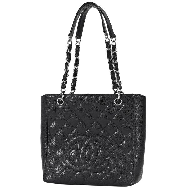 1000070043081 01 Chanel Coco Mark Chain Tote Bag CC Matelasse Shoulder Bag Black