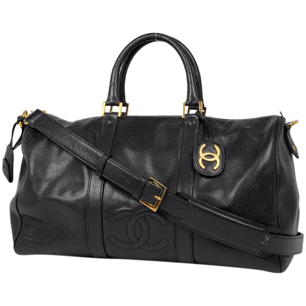 1000070091426 11 Chanel Cocomark Boston Bag 2WAY Shoulder Bag Handbag Boston Bag Leather Black