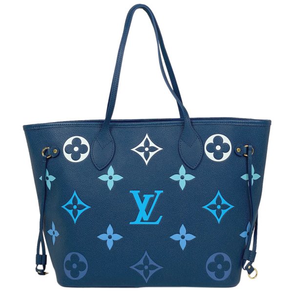 1000070347523 13 Louis Vuitton Neverfull MM Shoulder Bag Monogram Empreinte Blue