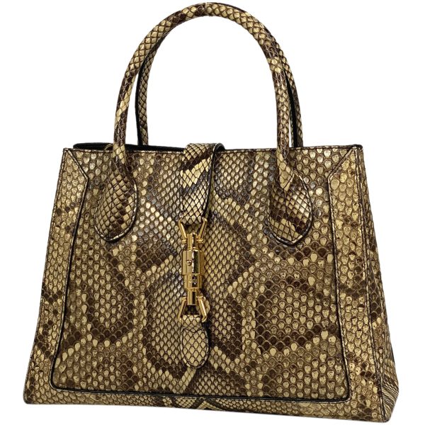 1000070435282 11 Gucci Jackie 1961 Python Tote Bag 2WAY Shoulder Bag Brown