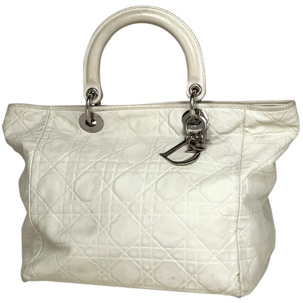 1000070581323 11 Christian Dior Cannage Logo Leather Handbag White