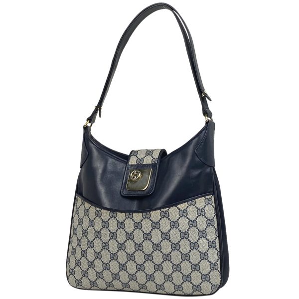 1000070899039 11 Gucci GG Pattern Shoulder Bag Coated Canvas Navy