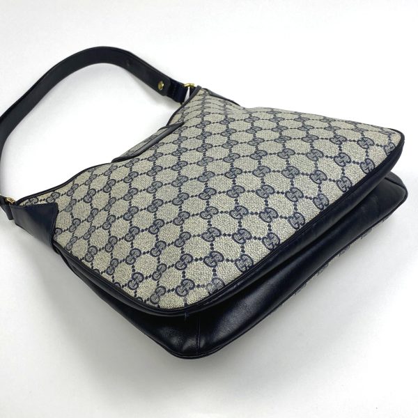 1000070899039 12 Gucci GG Pattern Shoulder Bag Coated Canvas Navy