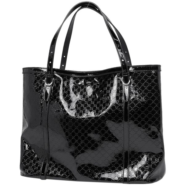 1000070901404 11 GUCCI Micro Guccissima Tote Bag Enamel Patent Leather Black Womens