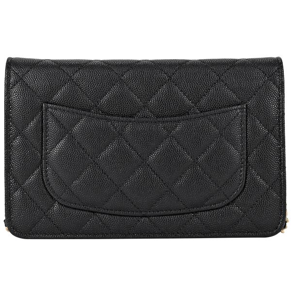 1000070914701 03 Chanel Cocomark Chain Wallet Matelasse Checkered Flag Caviar Skin Black