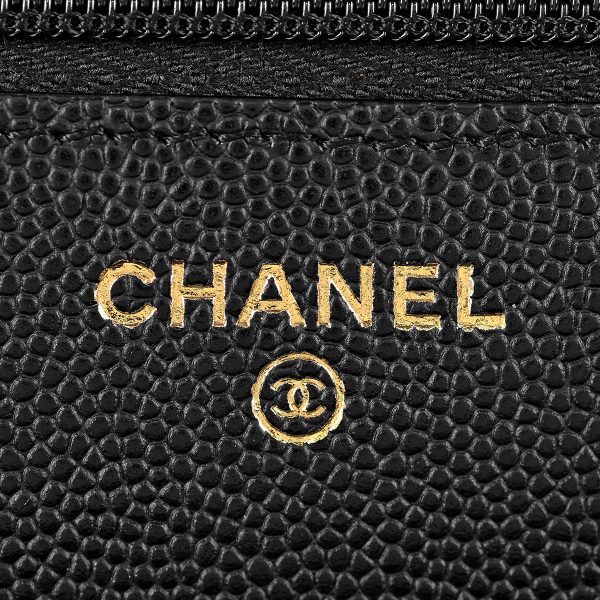 1000070914701 11 Chanel Cocomark Chain Wallet Matelasse Checkered Flag Caviar Skin Black