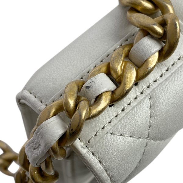 1000070970660 20 Chanel Chanel 19 Chain Wallet Coco Mark Shoulder Bag Leather White