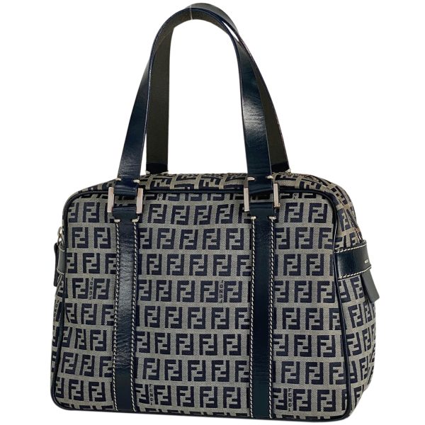 1000070985541 11 Fendi Zucchino Pattern Logo Canvas Handbag Navy