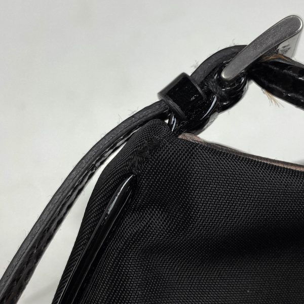 1000070998183 14 Prada Logo Plate Shoulder Bag Nylon Black