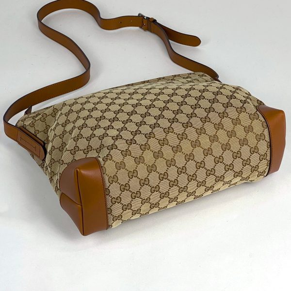 1000071084649 12 Gucci GG Pattern Shoulder Bag Diagonal Sherry Line Web GG Canvas Beige