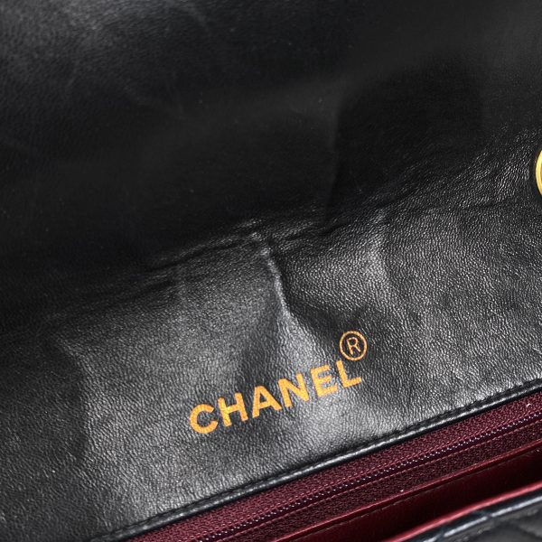 1000071373200 20 Chanel Diana Matelasse Single Flap Chain Coco Mark Shoulder Bag Leather Black