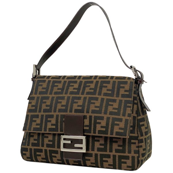 1000071453186 11 Fendi Zucca Pattern Mamma Bucket Canvas Shoulder Bag Brown