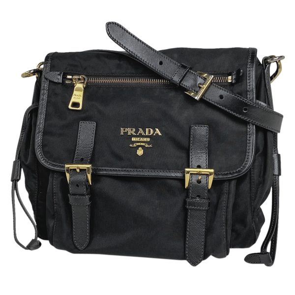 1000071453872 11 Prada Logo Nylon Shoulder Crossbody Bag Black