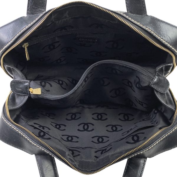 1000071464724 20 Chanel Wild Stitch Tote Bag Coco Mark Matelasse Leather Black A14692