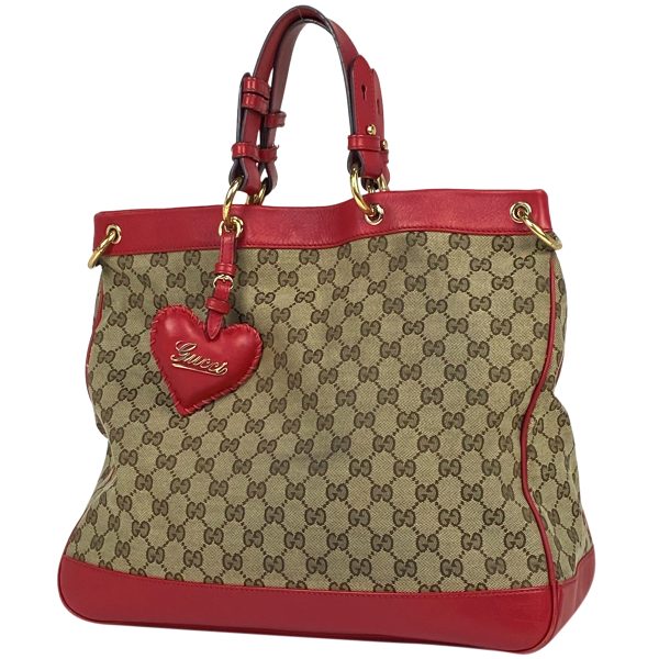 1000071490396 11 Gucci GG Pattern Valentine Tote Bag 2WAY Shoulder Bag GG Canvas Brown