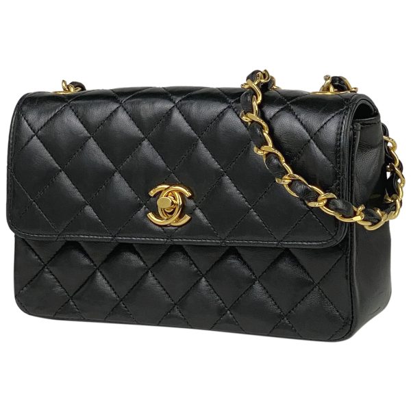 1000071506936 11 Chanel Mini Matelasse Single Flap Chain Shoulder Bag Coco Mark Leather Blac