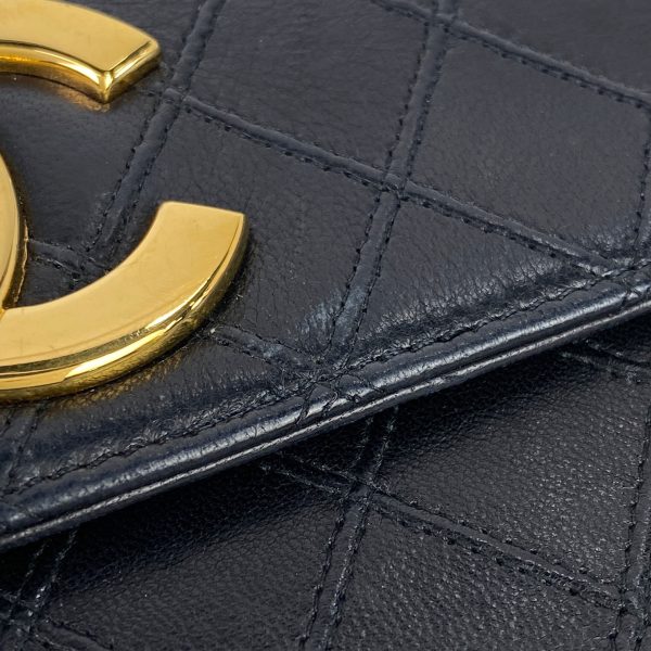 1000071506967 15 Chanel Bicolore Chain Shoulder Bag Coco Mark Shoulder Bag Leather Black