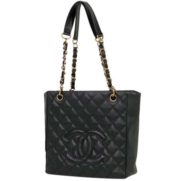 1000071702796 11 Chanel Coco Mark Chain Tote Bag Matelasse PST Caviar Skin Black