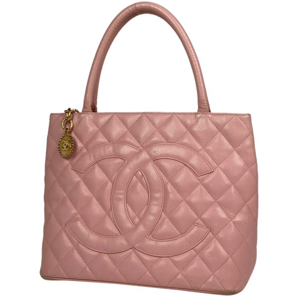 1000071714447 11 Chanel Reprint Tote Coco Mark Handbag Tote Bag Caviar Skin Pink