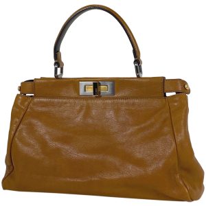 1000071820452 11 Celine Shoulder Bag Macadam Brown Leather