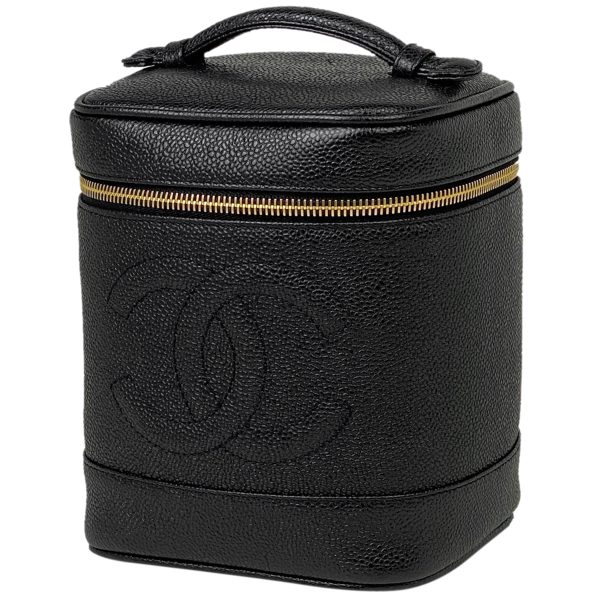 1000071836538 11 Chanel Cocomark Vanity Bag Cosmetic Makeup Accessory Case Cosmetic Pouch Caviar Skin Black