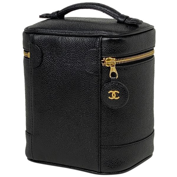 1000071836538 12 Chanel Cocomark Vanity Bag Cosmetic Makeup Accessory Case Cosmetic Pouch Caviar Skin Black