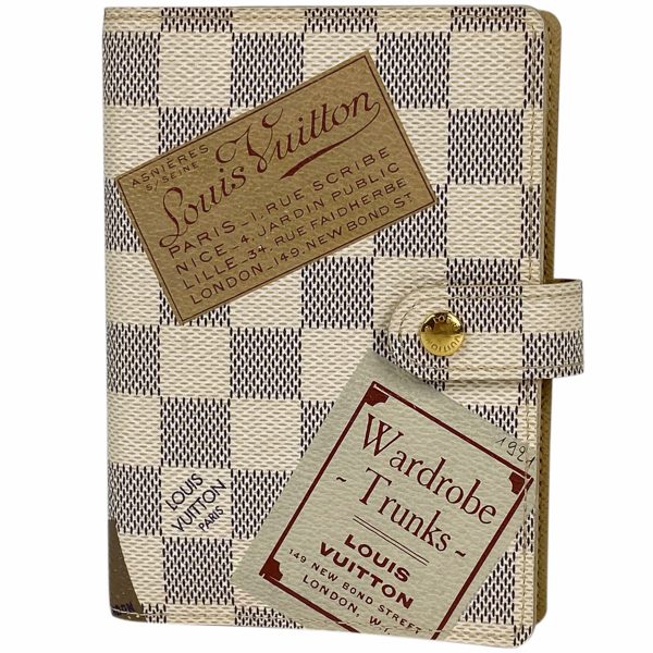 1000071892008 11 Louis Vuitton Agenda PM Damier Azur Label Collection Notebook Cover White