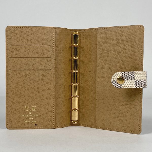 1000071892008 17 Louis Vuitton Agenda PM Damier Azur Label Collection Notebook Cover White