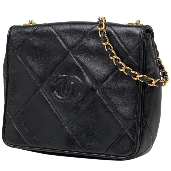 1000071973462 11 Chanel Coco Mark Chain Shoulder Bag Matelasse Shoulder Bag Leather Black