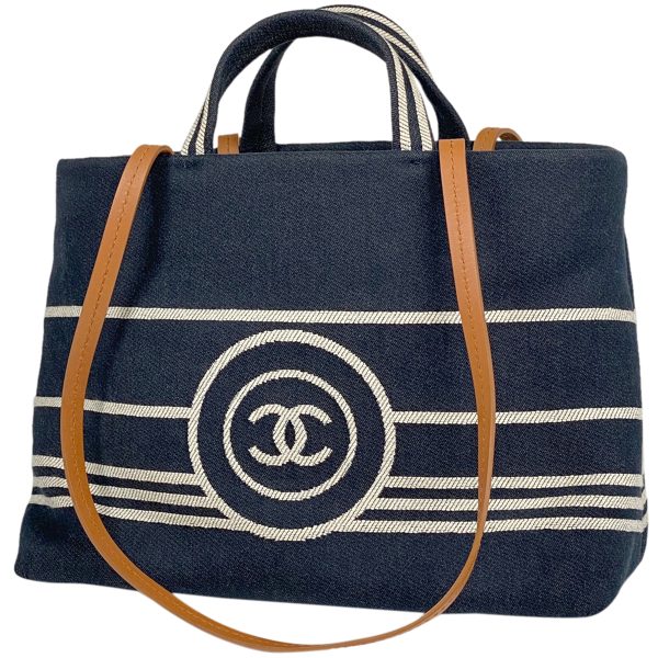 1000071989326 11 Chanel Cocomark Tote Bag CC Tote Bag Denim Navy