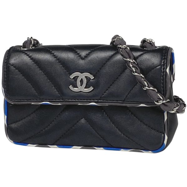 1000072008644 11 Chanel Coco Mark V Stitch Mini Pochette Shoulder Bag Leather Black