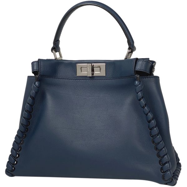 1000072045991 11 Fendi Peekaboo Handbag 2WAY Shoulder Bag Leather Blue