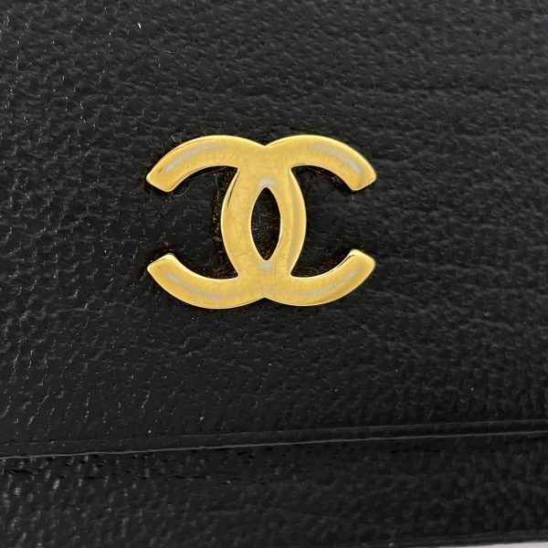 1000072050520 14 Chanel Cocomark Card Case CC Pass Case Card Case Leather Black