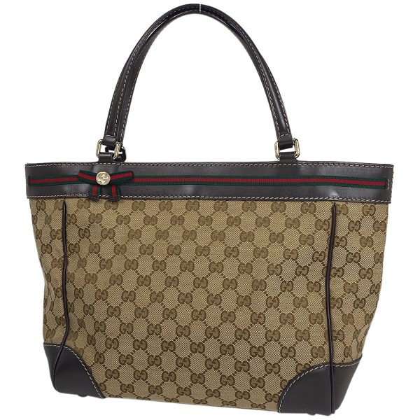 1000072055082 11 Gucci GG Pattern Handbag Sherry Line Web Interlocking G Ribbon Tote Bag GG Canvas Brown