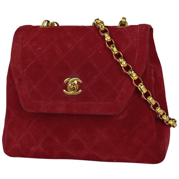 1000072368250 11 Chanel Coco Mark Chain Shoulder Bag Matelasse Crossbody Shoulder Bag Suede Red