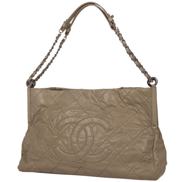 1000072371021 11 Chanel Coco Mark Chain Tote Bag Fabric Beige