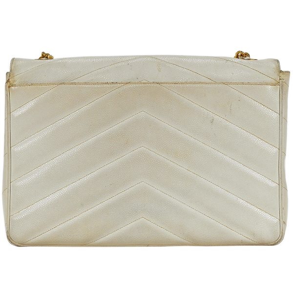 1000072416159 03 Chanel V Stitch Chain Shoulder Bag Here Mark Chevron Caviar Skin White