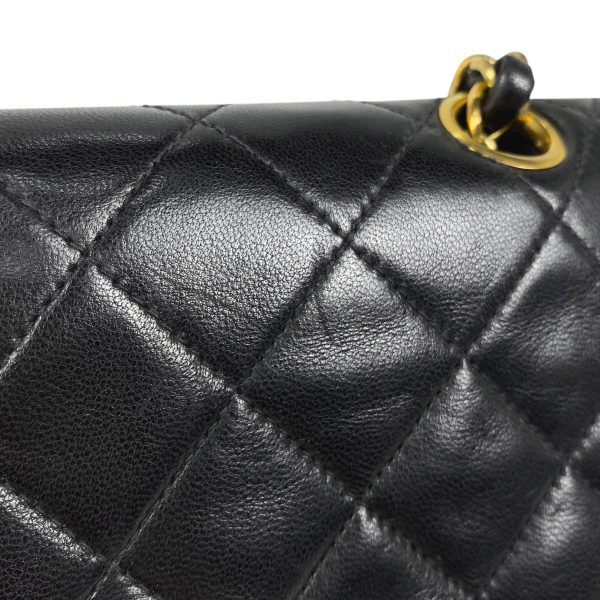 1000072460121 19 Chanel Matelasse Flap Chain Shoulder Bag Coco Mark Leather Black