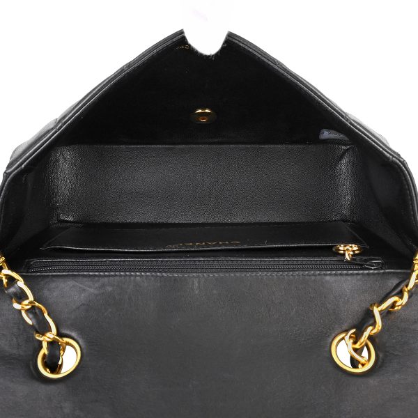 1000072515524 13 Chanel Diana Matelasse Single Flap Chain Shoulder Bag Coco Mark Leather Black