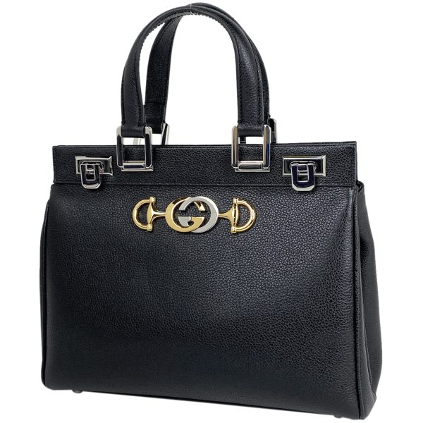 1000072520535 11 Gucci Zumi Small Top Handle Bag 2WAY Shoulder Bag GG Logo Leather Black