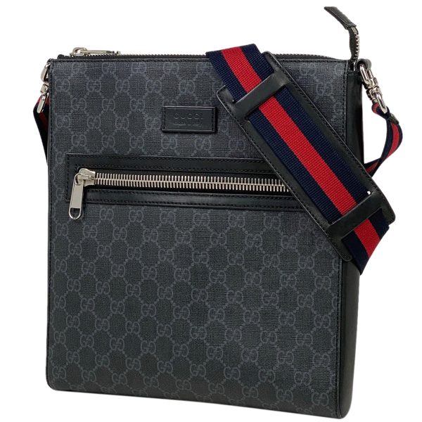 1000072701880 11 Gucci GG Pattern Shoulder Bag GG Supreme Sherry Line Web Coated Canvas Black