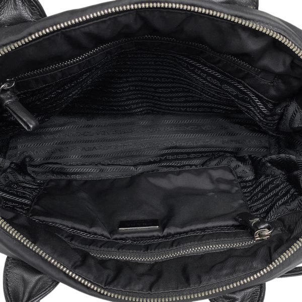 1000072998006 19 Prada Logo Plate Nylon Bomber 2WAY Shoulder Handbag Black