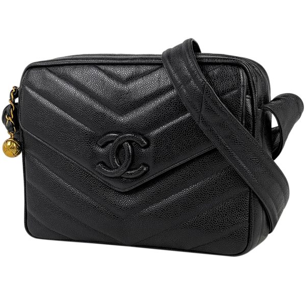 1000073008353 11 Chanel V Stitch Shoulder Bag Here Mark Chevron Caviar Skin Black