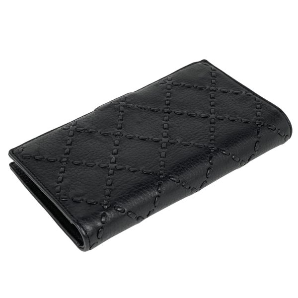 1000073016549 12 Chanel Coco Mark Long Wallet Wild Stitch CC Clasp Long Wallet Leather Black