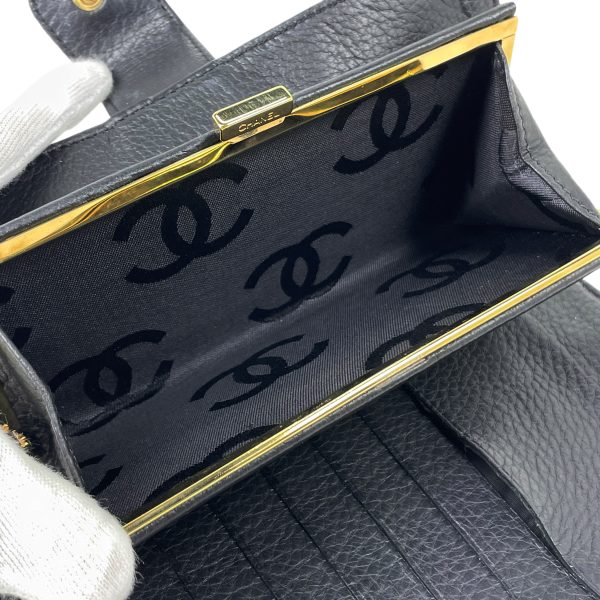 1000073016549 15 Chanel Coco Mark Long Wallet Wild Stitch CC Clasp Long Wallet Leather Black