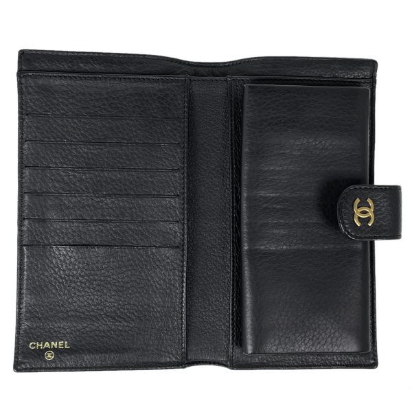 1000073016549 16 Chanel Coco Mark Long Wallet Wild Stitch CC Clasp Long Wallet Leather Black