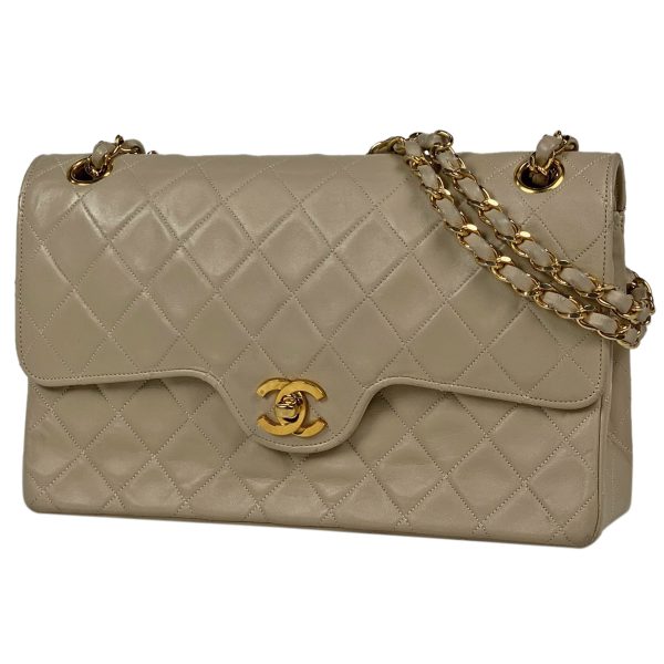 1000073081097 11 Chanel Matelasse W Flap Chain Shoulder Bag Coco Mark Handbag Shoulder Bag Leather Beige